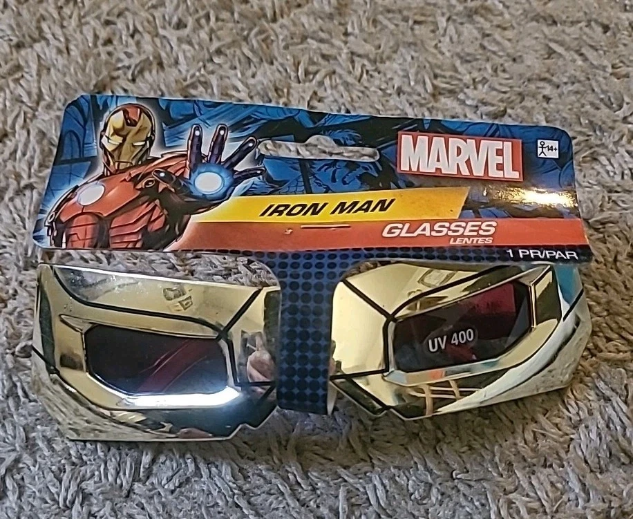 14+ Marvel Iron Man Glasses Costume Accessory Shiny Gold & Red 