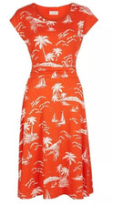 Hobbs Matilda Dress mango orange white fit & flare dress Size 10 New Tags BNWT