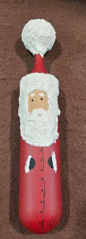 Vintage Hand Painted Santa Wooden Kitchen Pestle 10 1/2" tall
