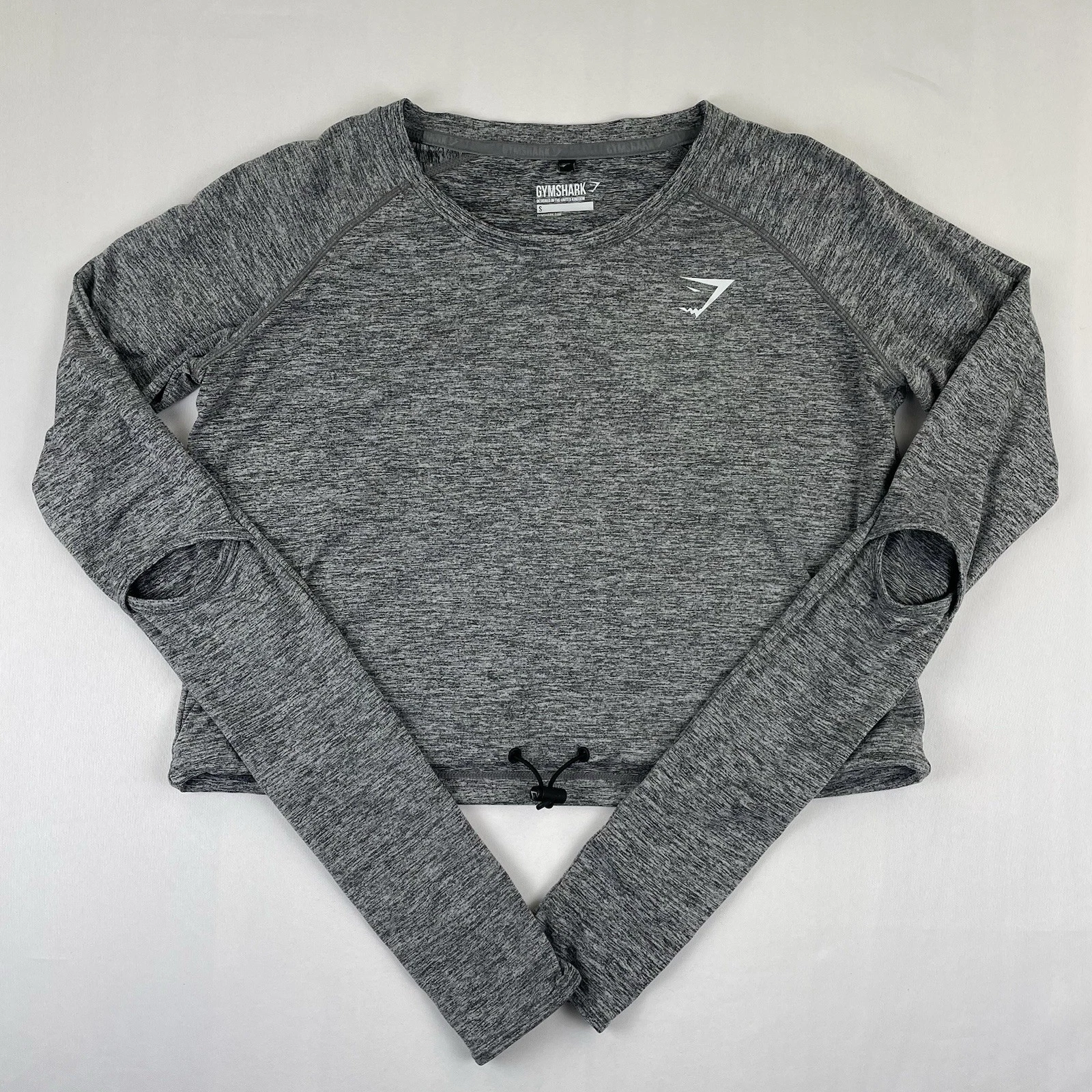 gymshark cropped long sleeve activewear drawstring shirt