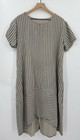 Vasna Dress Womens XL Beige Blue Striped Linen Made Italy Midi