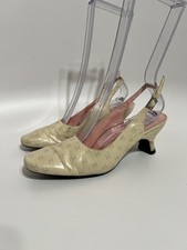 Vtg Chanel SS1999 Ivory CC Logo Slingback Heels 36.5