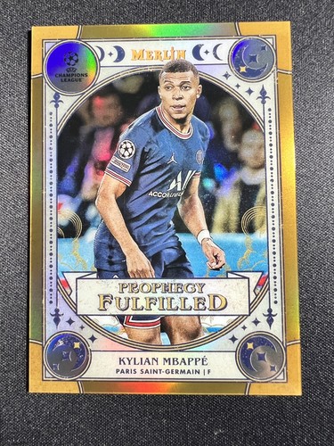 2021-22 Topps Merlin Chrome Kylian Mbappe PSG France Prophegy Fulfilled Gold /50