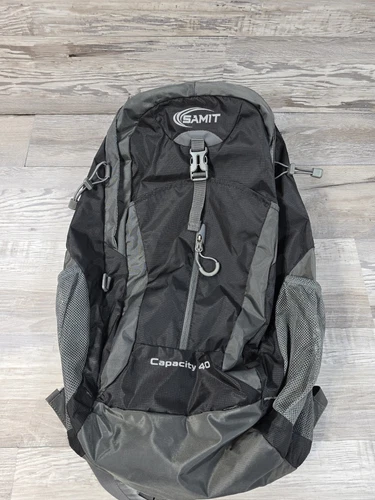 SAMIT Capacity 40 Backpack Mens Hiking Rucksack 22"x13"x7" Black Gray Never Used