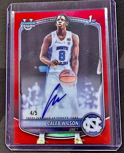 2025-26 Bowman Chrome Basketball Caleb Wilson Rookie Red  Auto /5! RARE! 💎📈