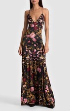 Alice+ Olivia Milta Floral Mermaid Slip Dress In Evermine  US 12 UK 16 EU44 $695