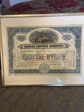 Magma Copper Company gerahmtes Aktienzertifikat 1900-1920