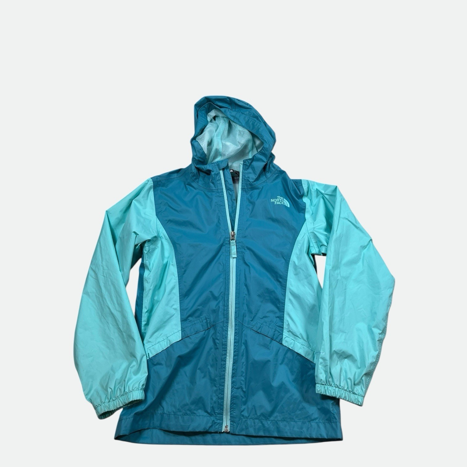 Teal Blue North Face Hooded Zipper Jacket Girls Youth Size L Large 14/16 Dryvent