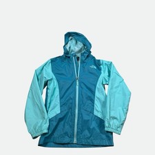 Teal Blue North Face Hooded Zipper Jacket Girls Youth Size L Large 14/16 Dryvent