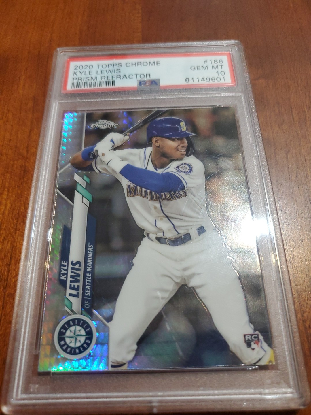 2020 Topps Chrome - Kyle Lewis #186 Prism Refractor (RC) PSA 10 Gem Mint