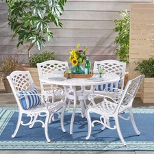 Brody Outdoor 4 Seater Dining Set, White