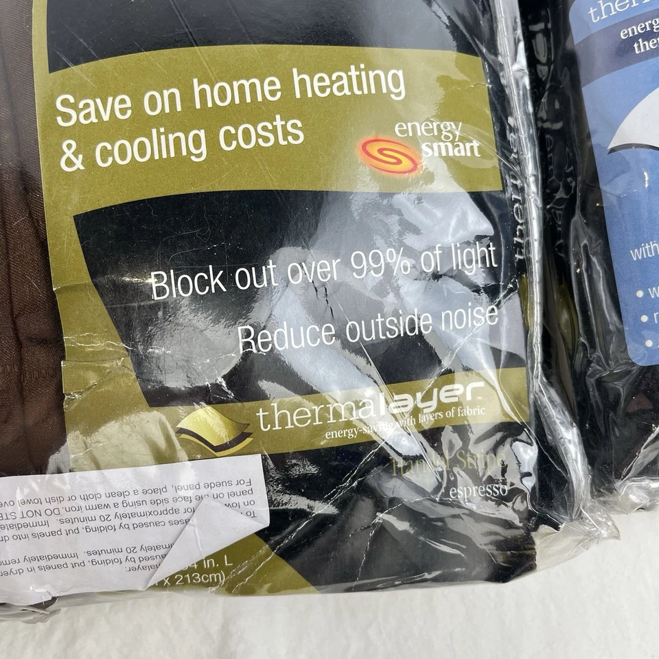 Lot Of 2 Eclipse Window Curtain Panels Espresso Brown 52x84 Blackout Thermalayer - Image 3 of 4