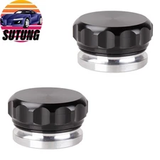2PCS 2" Black Aluminium Alloy Weld On Filler Neck And Cap Oil Fuel Water Tank