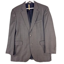 Jos A Bank Blazer Mens 43R Gray Brown Wool Houndstooth Checked Sport Coat Jacket