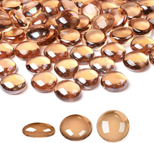 1LB Flat Glass Marbles, Brown Decorative Marbles for Vase Filler, Glass Beads St