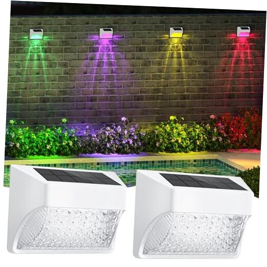 Waterproof Solar Outdoor Lights for Fence Deck Step 2 Pack White