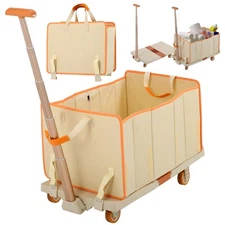 330 LBS Collapsible Cart with Wheels Folding Utility Cart Folding Shopping Cart