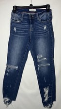 Cello Jeans Distressed Blue Stretch Denim 5-Pocket Button Zip Women's Jeans
