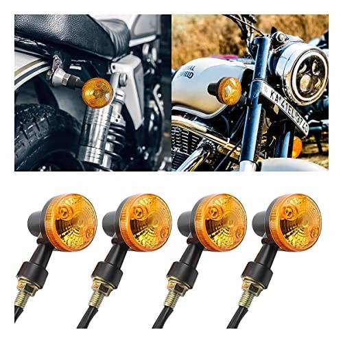 Motorcycle Round Turn Signal Lights, 4PCS 12V LED Bulbs Blinker Black/4PCS