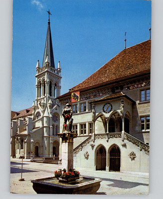 Bern Rathaus with Venner-Brunnen Fountain 1981 Postcard