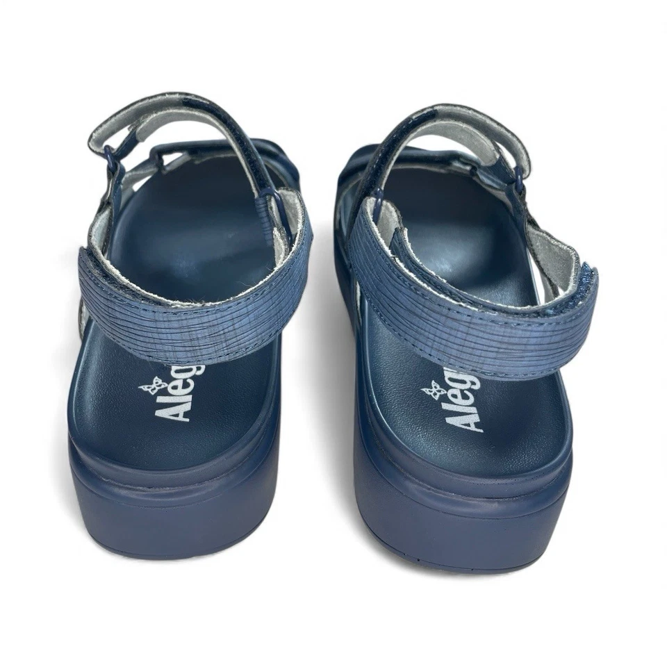 Sandalias de cuña Alegria Henna para mujer talla 10,5-11 cuero azul corcho tira trasera DEVOLUCIÓN Foto 3 de 4