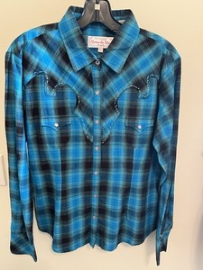 Panhandle Slim - Women’s Size: Large - Western Pearl Snaps - Blue