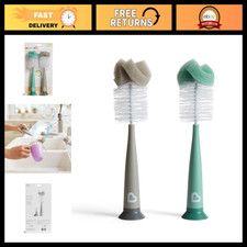 Sponge Bottle Brush Set - 2 Pack, Grey/Sage - Ideal for Baby Bottles  Cups