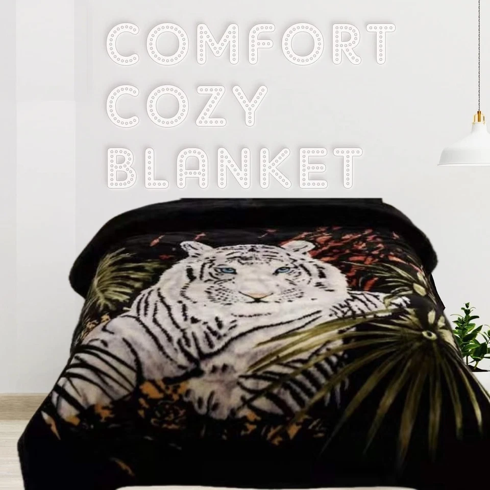 Manta Tigre Blanca 5.3 lb Tamaño Queen Pesada Gruesa Cálida para Familiares y Amigos Foto 4 de 4