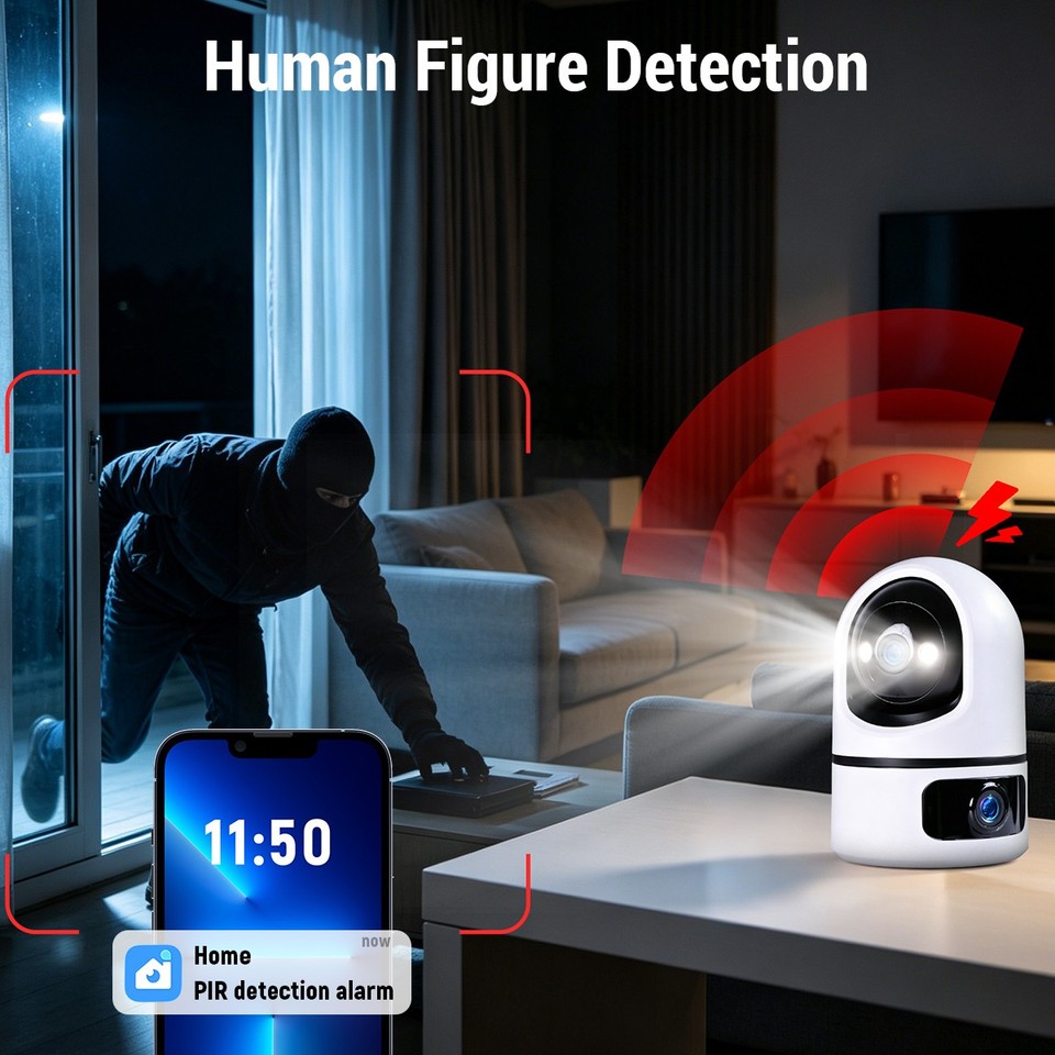 5G 2K Dual-Lens PTZ WiFi Outdoor Security Camera 360° Auto Tracking 2 ...
