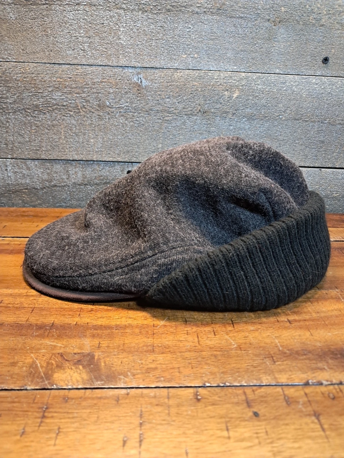Original DOCKERS Ear Warmer Cap Heather Gray Black Brown Fleece Newsboy Hat