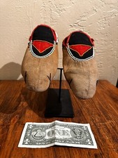 Antique OLD Mid 19c Native American Indian Ojibwa Moccasins Great Lakes sac-fox