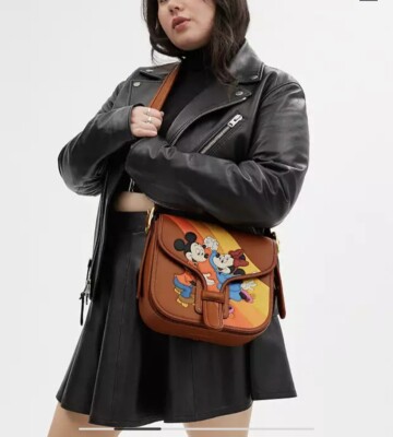 Disney X Coach Courier Bag With Mickey Mouse And Minnie Mouse