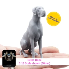 Great Dane (Sitting) Scale miniature dog dollhouse diorama by Stereocat (1 dog)