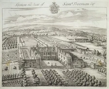 Antique Print SYSTON COURT, Siston nr Bristol Original Johannes KIP, Atkyns 1712