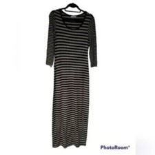CALVIN KLEIN three quarter sleeve tshirt maxi dress navy and gray stripes size 2