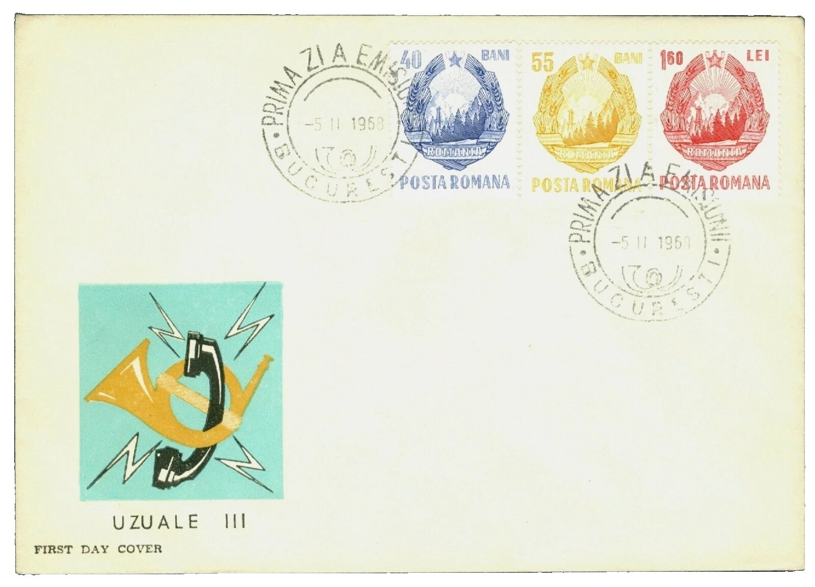 La comunicación sobre de Primer Día Estampillas Rumanas