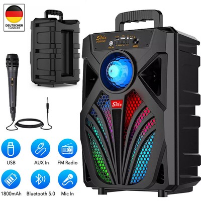 Partybox Club 8'' 2000W 5.0 Bluetooth Festival Outdoor Beach Box Lautsprecher DE