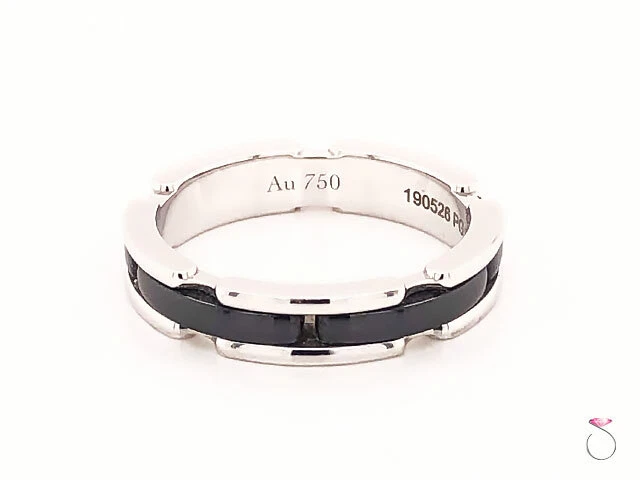 14K White Gold 6mm Satin Trim Black Diamond Band-16466w14