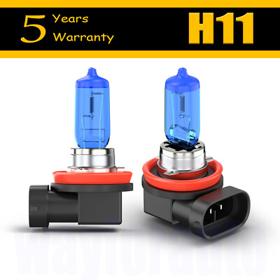 2x H11 12V Xenon White 6000k Halogen White Car Headlight Lamp Globes Bulb HID