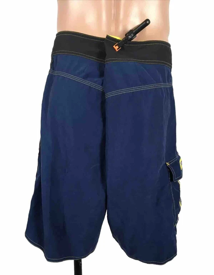Pantalones Cortos De Colección Años 90 Y2k Azul Marino Amarillo Floral Quiksilver Carga Para Hombre 38 Foto 2 de 4
