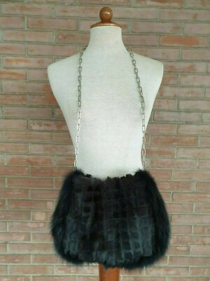fuchspelz tasche gray fox fur bag Fuchspelz sac fourrure de renard