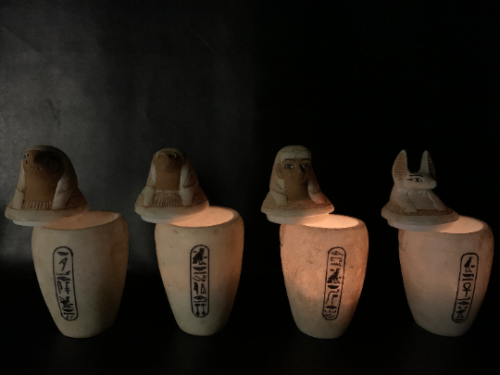 Huge set of CANOPIC Jars made from ancient Egyptian alabaster stone - Afbeelding 1 van 10