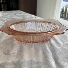 Pink drpression Glass Jeanette vtg 1930s oval Beautiful Serving Bowl