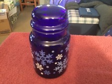 Blue Glass Snowflake Jar 