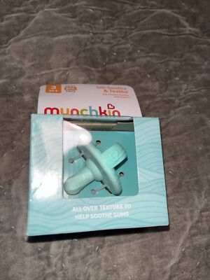 1 Munchkin Sili-Soothe & Teethe, Silicone Pacifier & Teether Aqua/Blue Green