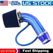 Blue Car Cold Air Intake Filter Induction Kit Pipe Power Flow Hose System 76mm