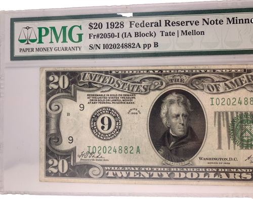 DBR 1928 $20 FRN Minneapolis Numeral Fr. 2050-I PMG 30 Serial I02024882A pp B - Picture 3 of 6
