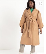 Eloquii Relaxed Puff Sleeves Robe Coat Camel Belted Size 14-16 New