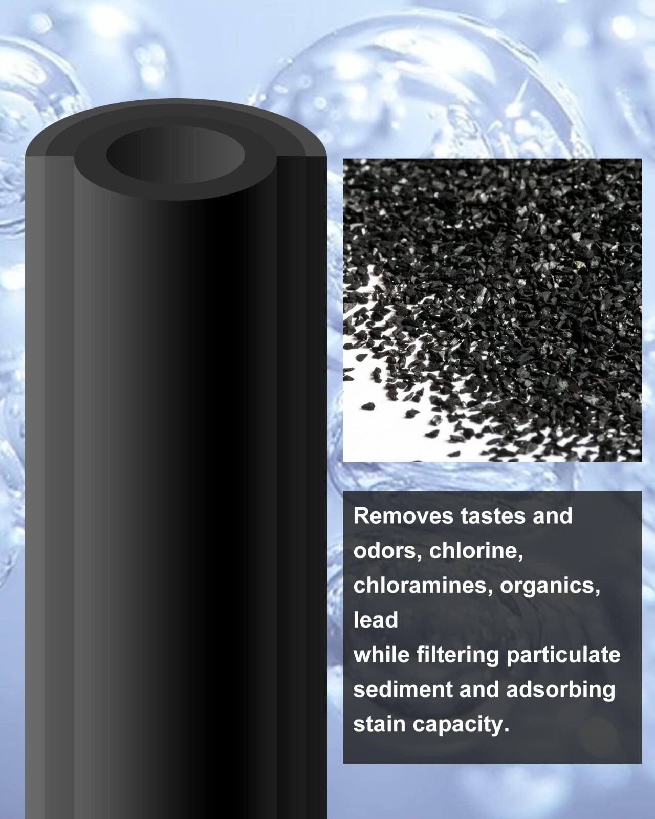 Countertop Drinking Water Filtration System with Carbon Filter Reduces Bad Taste