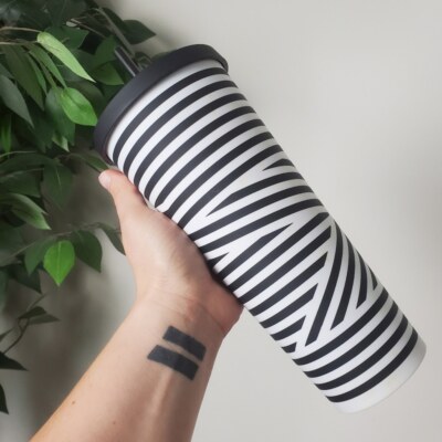 RARE! Zebra Soft Touch Starbucks Black & White Striped Tumbler